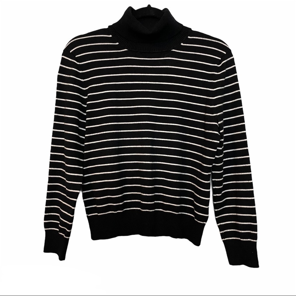 Black and White Striped Y2K Style Pullover Sweater